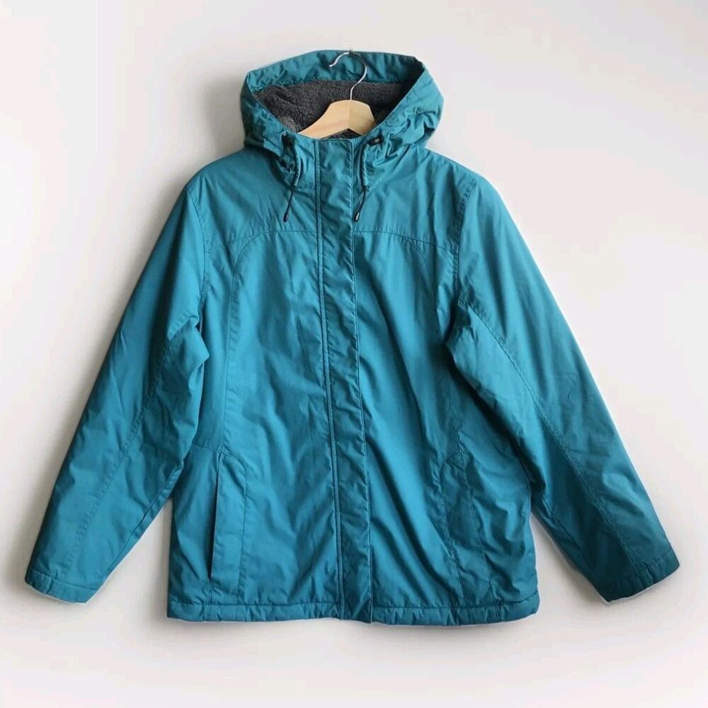 LL Bean 271136 Winter Coat Womens Misses Size M REG Fleece Lined Hooded Teal